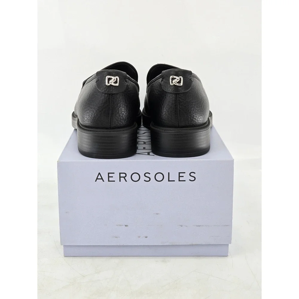 Aerosoles Poisy Fx Tumble Loafers Women 11 Black Slip On Leather Shoes - New